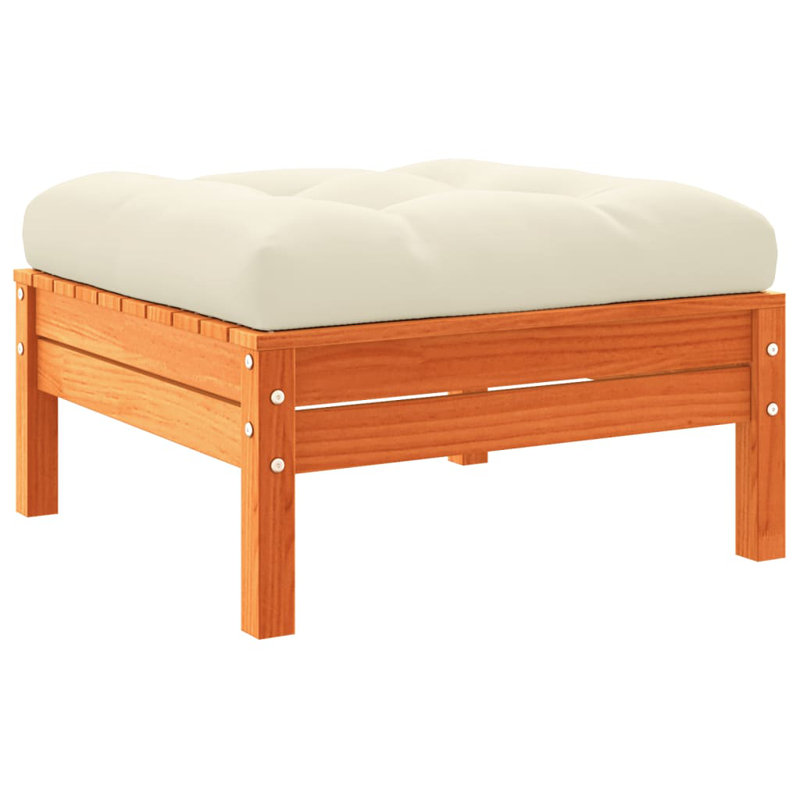 Red Barrel Studio Patio Footstool With Cushion Wax Brown Solid Wood Pine